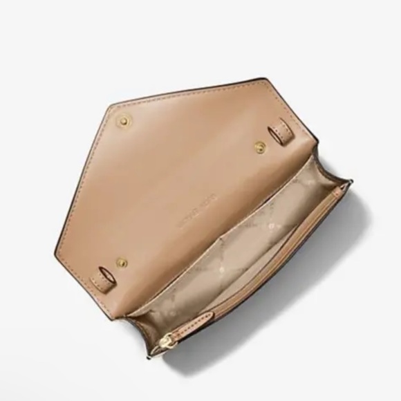 Michael Kors Jet Set Travel Small Signature Clutch Crossbody Vanilla Pale Gold - Picture 4 of 10